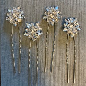 Wedding Hair Accessories - Silver and Bling Hair Pins - set of 4
